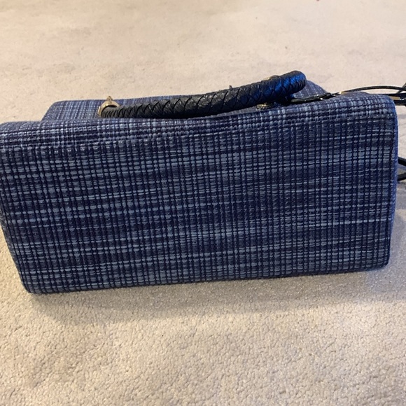 Cole Haan blue woven top handle bag. Leather  hold hardware - Picture 8 of 10